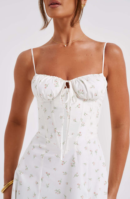 Sukienka midi Deanna - Wzór kwiatowy w różu