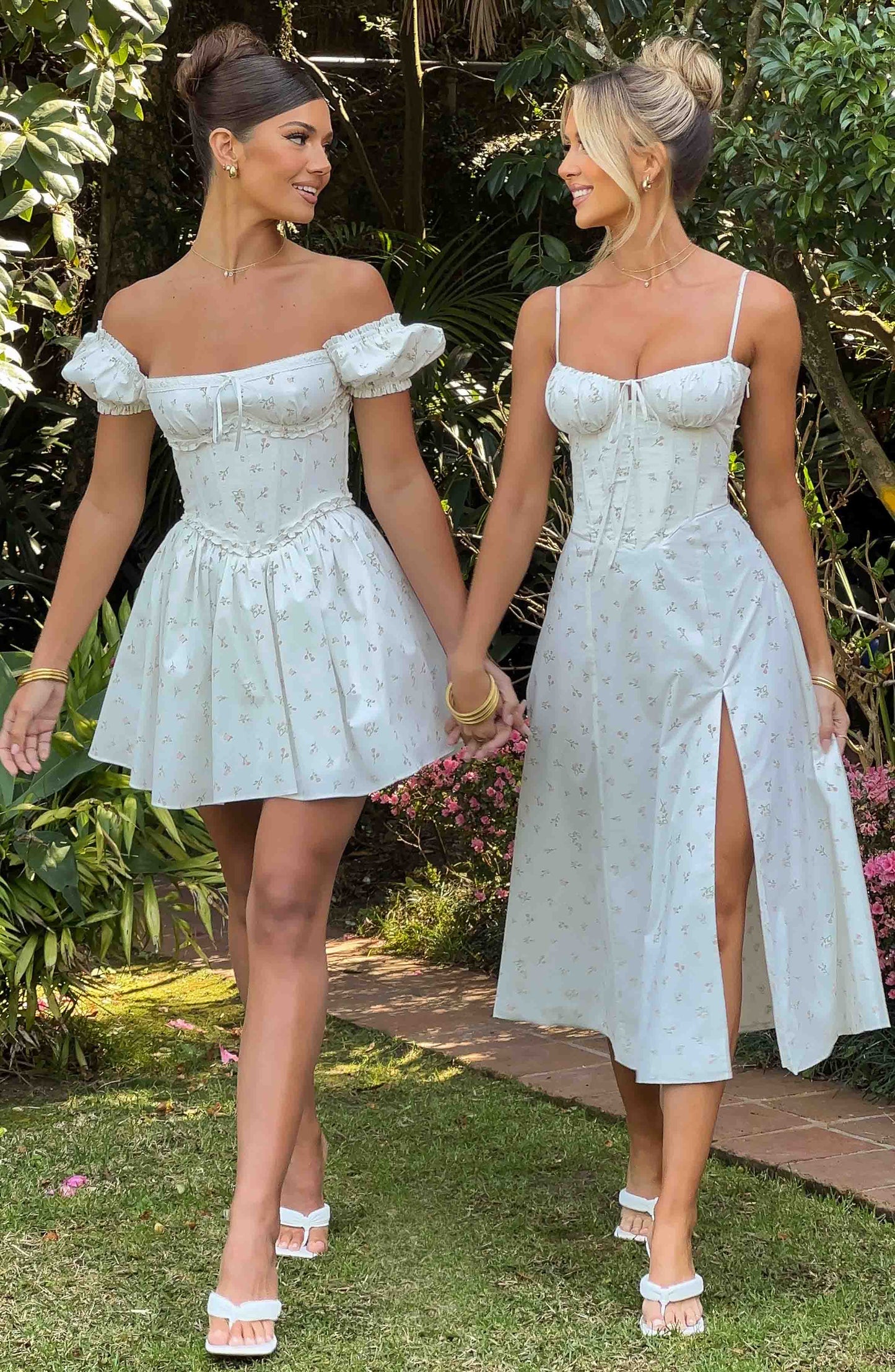 Sukienka midi Deanna - Wzór kwiatowy w różu