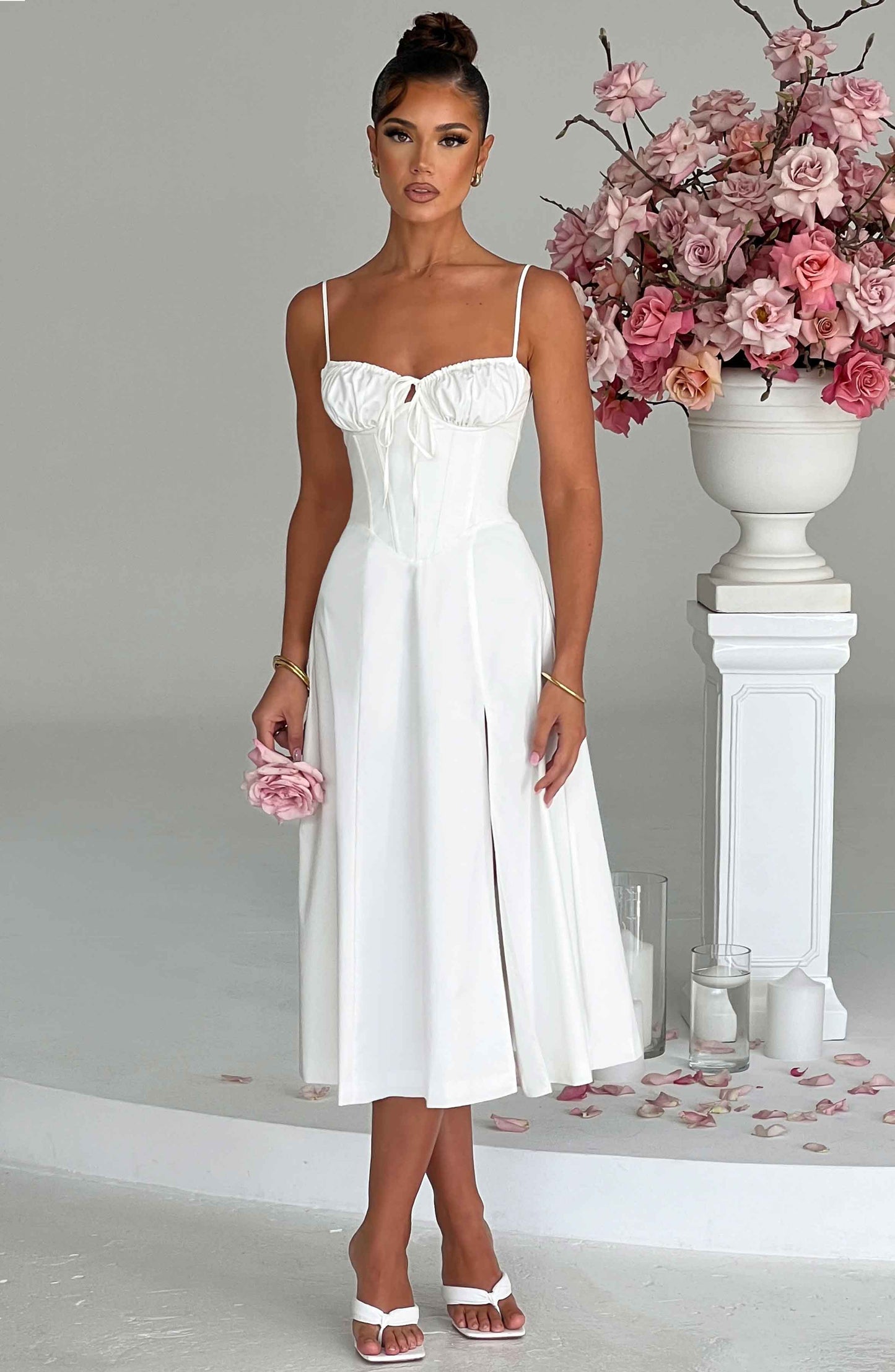 Sukienka midi Deanna - Kremowa