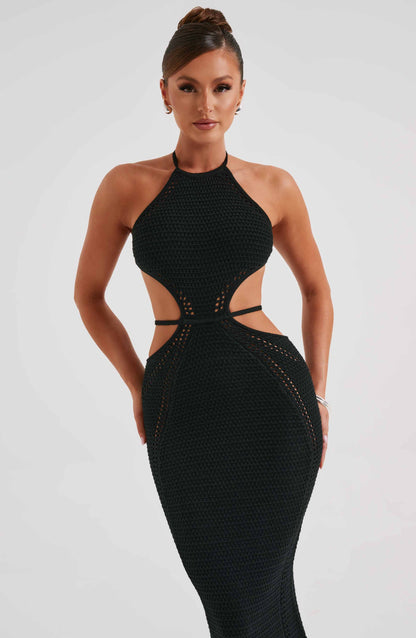 Długi Sukienka Maxi Delia - Czarna