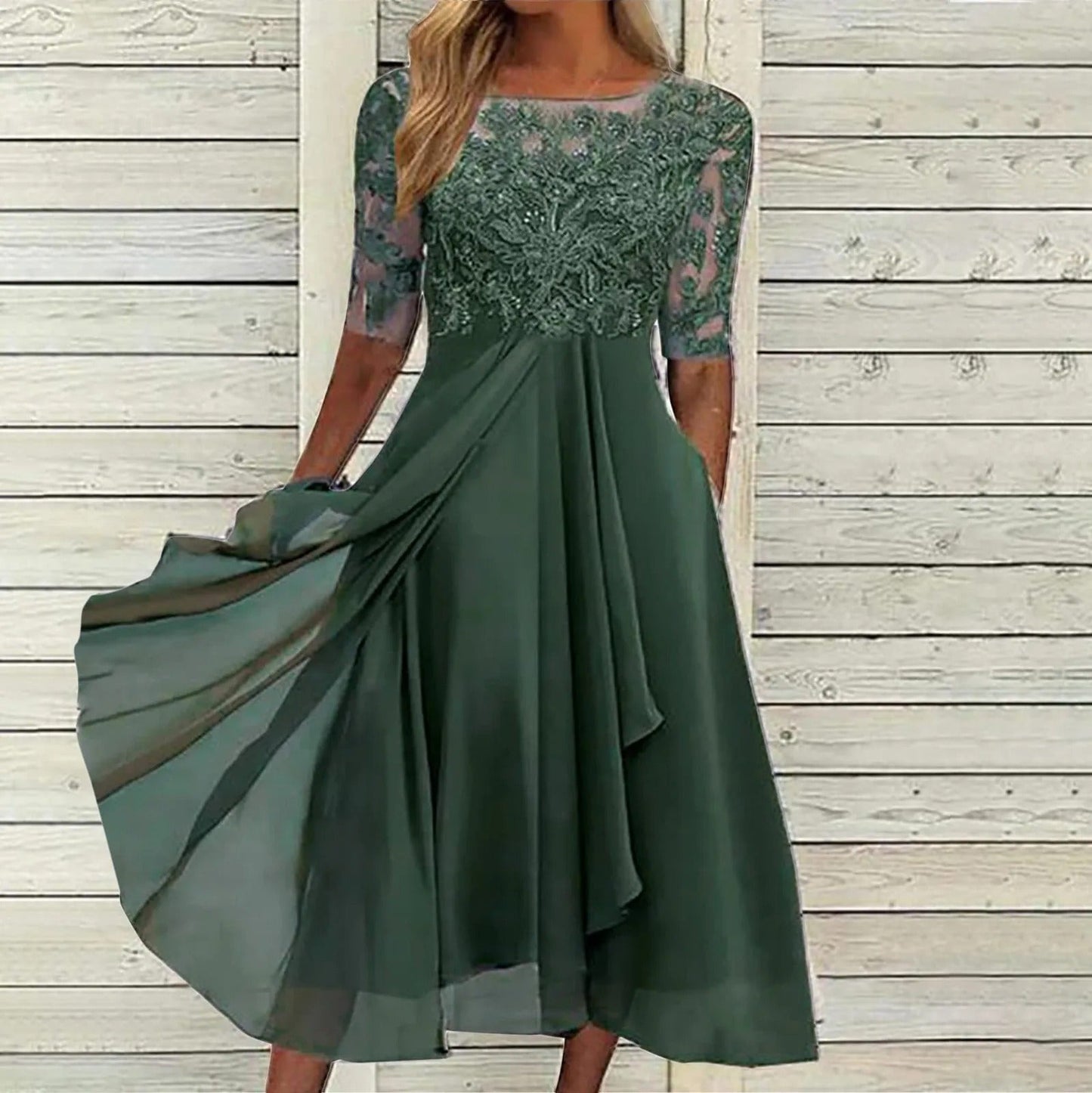 Puck™ - Elegante vestido midi de encaje