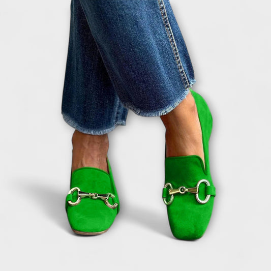 Verona | Mocasines de Ante Verde Brillante