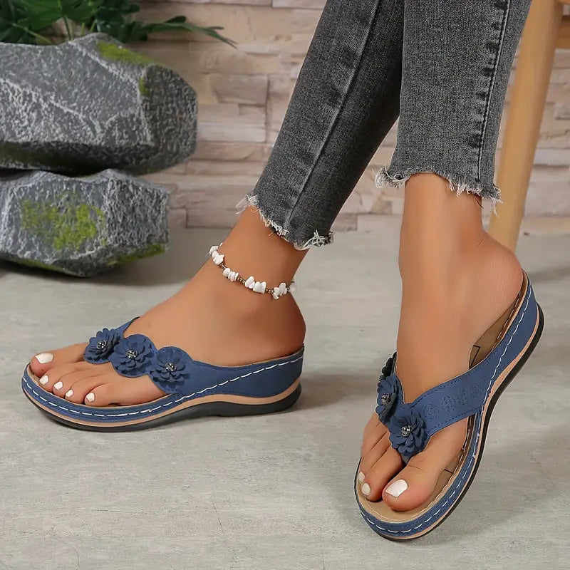 Lysiane | Sandalias Ortopédicas Florales con Cuña