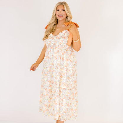 Vestido Rayos Brillantes, Crema de Naranja