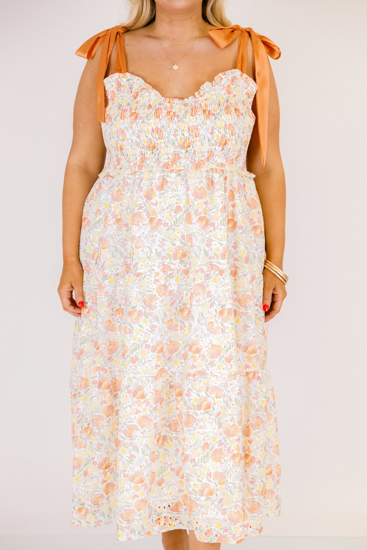 Vestido Rayos Brillantes, Crema de Naranja
