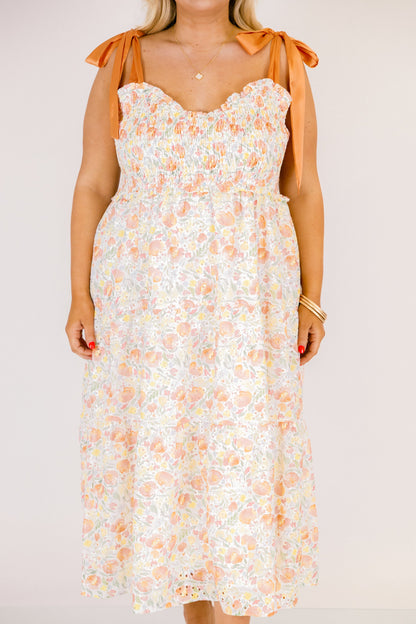 Vestido Rayos Brillantes, Crema de Naranja