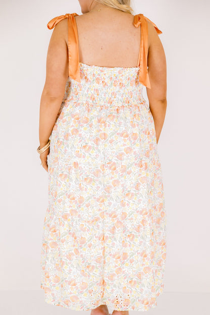 Vestido Rayos Brillantes, Crema de Naranja