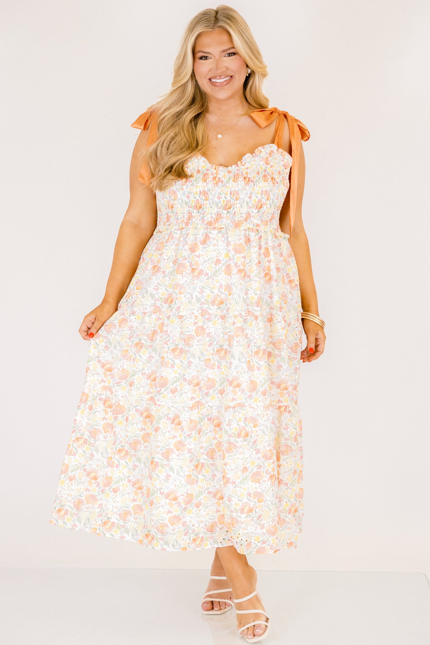 Vestido Rayos Brillantes, Crema de Naranja