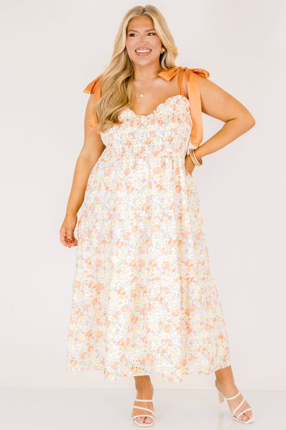 Vestido Rayos Brillantes, Crema de Naranja