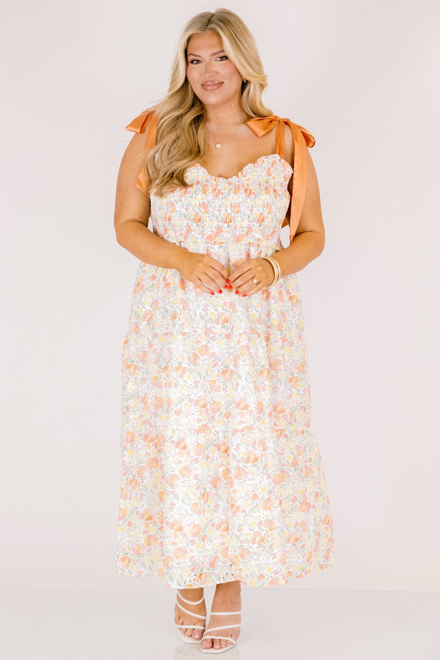 Vestido Rayos Brillantes, Crema de Naranja