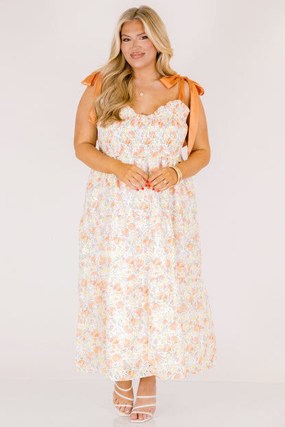 Vestido Rayos Brillantes, Crema de Naranja