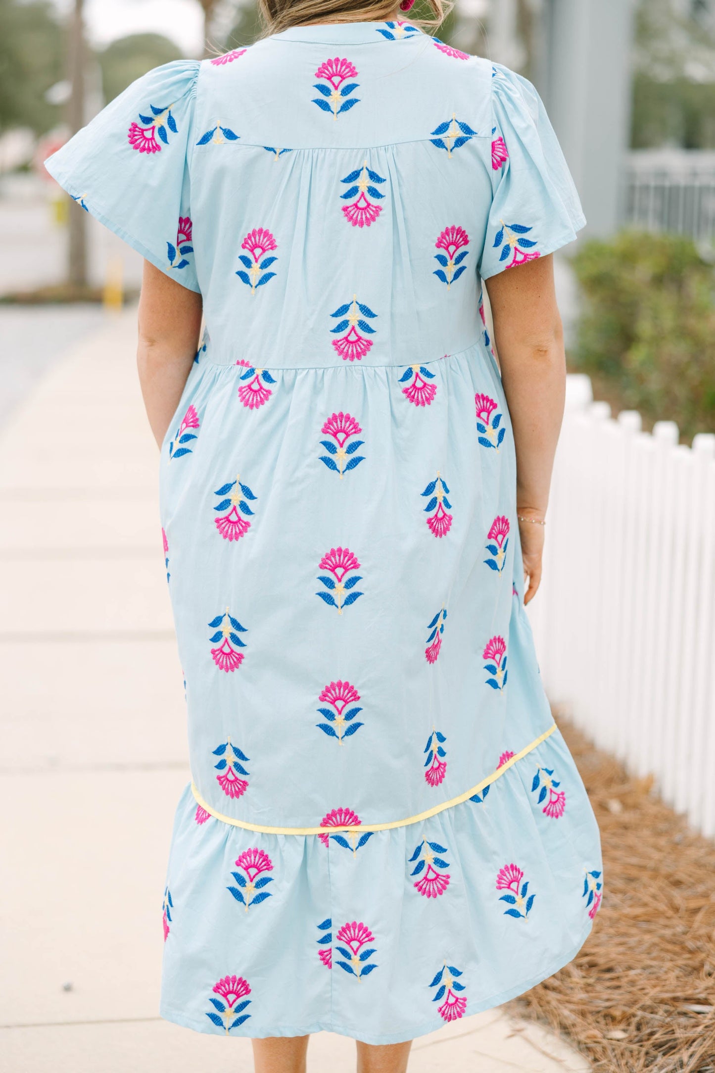 Vestido Graceful Blooms, Azul Claro