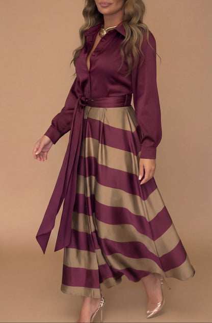 Mila™ - Vestido Largo Rayado con Encaje