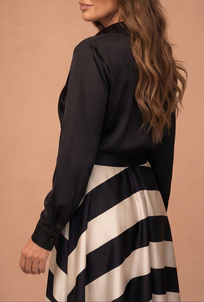 Mila™ - Vestido Largo Rayado con Encaje