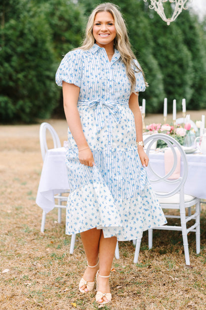 Vestido de Grandes Esperanzas, Mezcla Floral Azul
