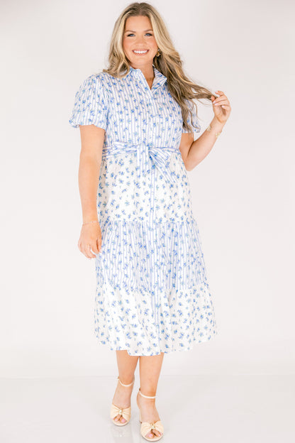 Vestido de Grandes Esperanzas, Mezcla Floral Azul