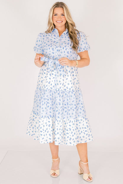 Vestido de Grandes Esperanzas, Mezcla Floral Azul
