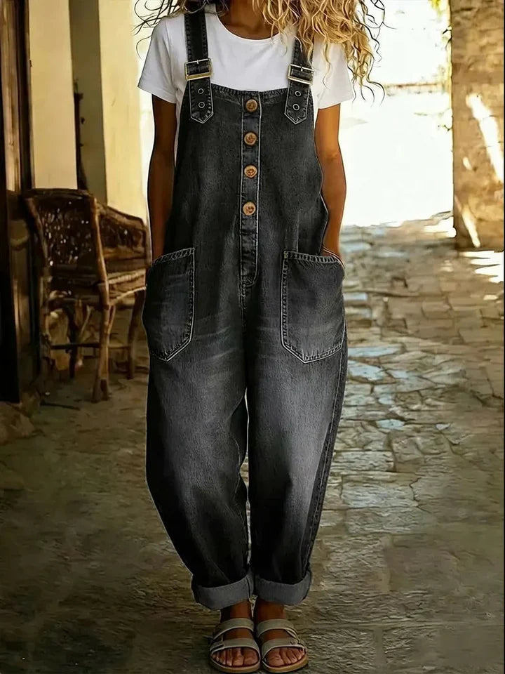 Lara™ - Pantalón de mezclilla con tirantes estilo vintage