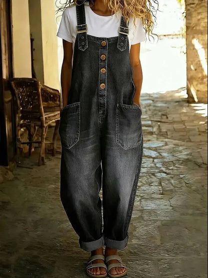 Lara™ - Pantalón de mezclilla con tirantes estilo vintage