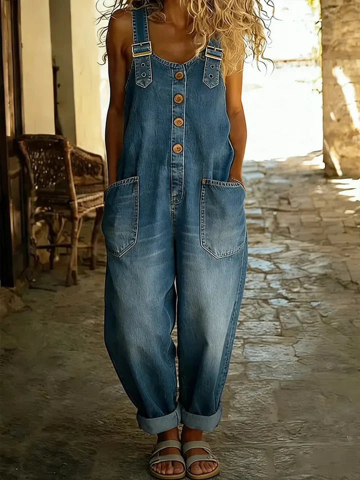 Lara™ - Pantalón de mezclilla con tirantes estilo vintage
