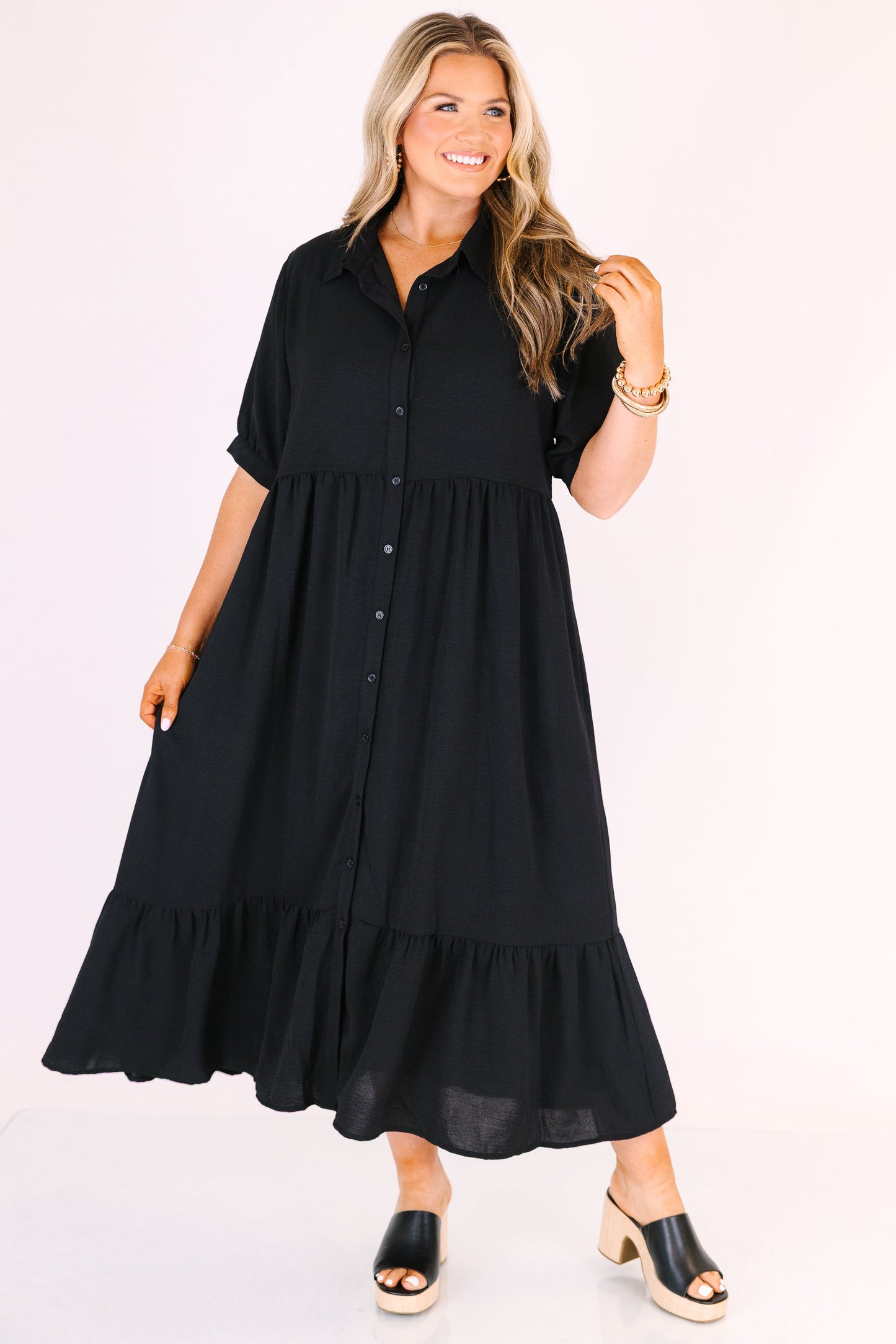 En Tu Lugar Feliz Vestido, Negro
