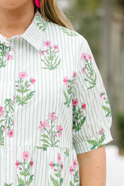 En Tu Lugar Feliz Vestido, Floral Menta