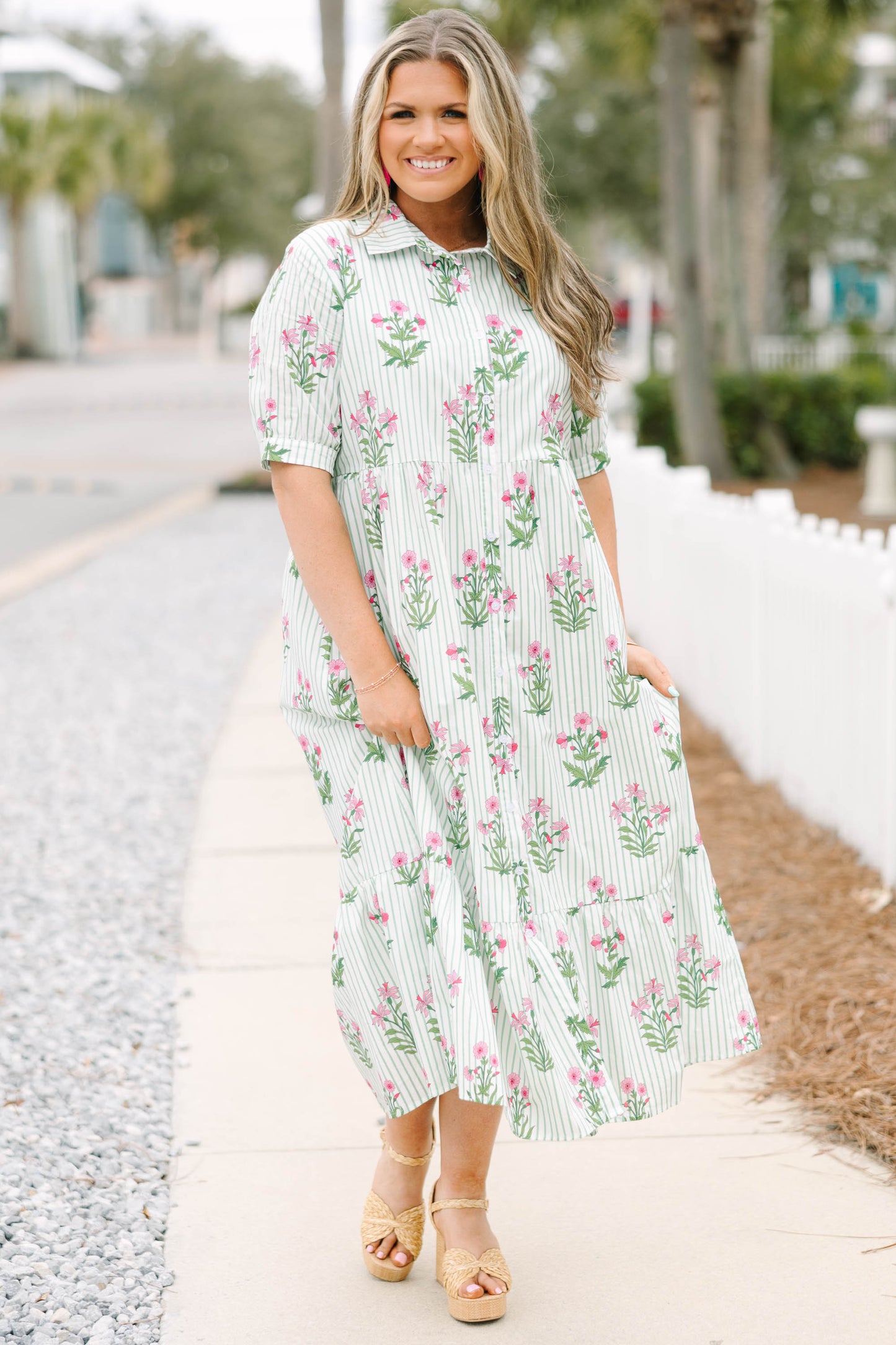 En Tu Lugar Feliz Vestido, Floral Menta