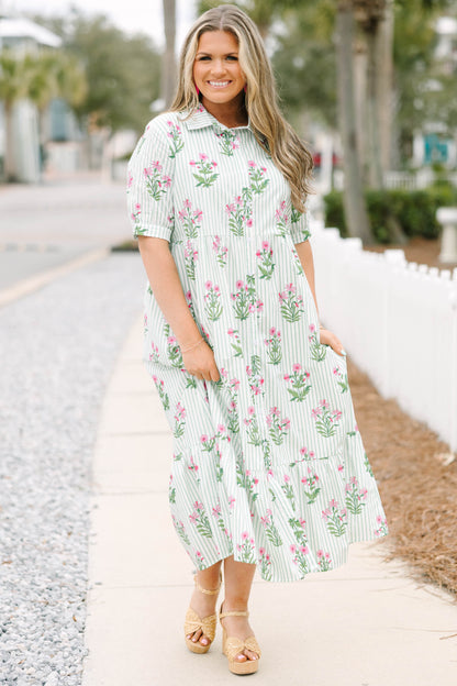 En Tu Lugar Feliz Vestido, Floral Menta