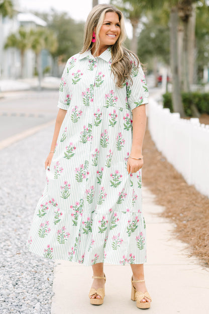 En Tu Lugar Feliz Vestido, Floral Menta