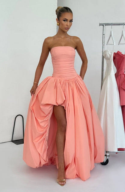 Długie sukienka Maxi Jillian - Brzoskwinia