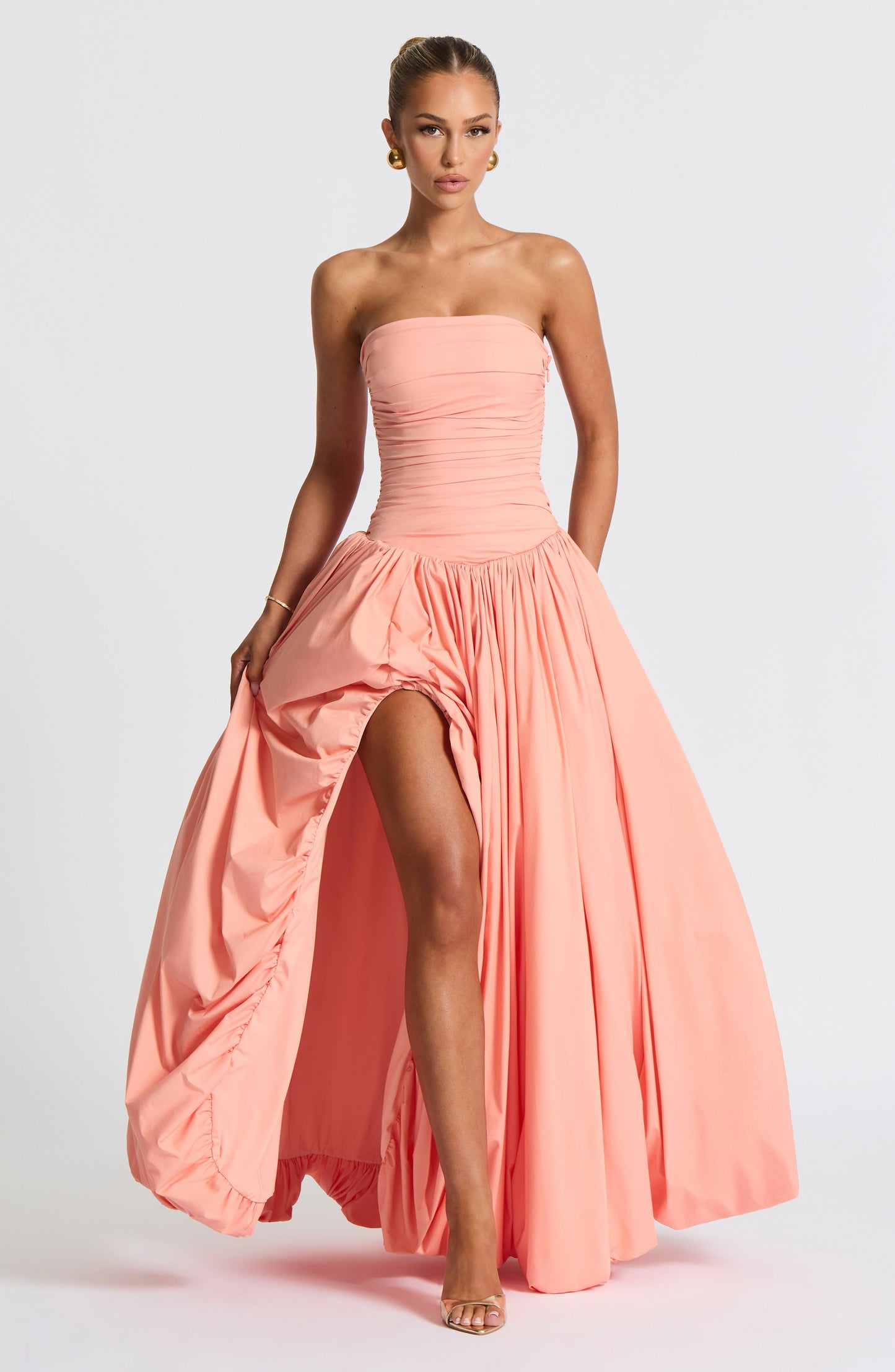 Długie sukienka Maxi Jillian - Brzoskwinia