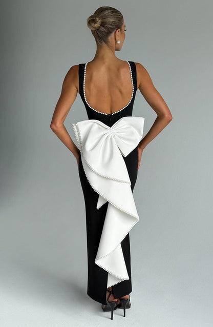 Sukienka Midaxi z wełny - Czarny/Biały