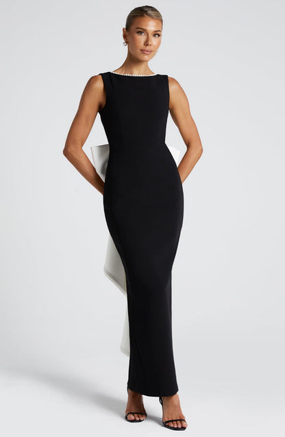 Sukienka Midaxi z wełny - Czarny/Biały