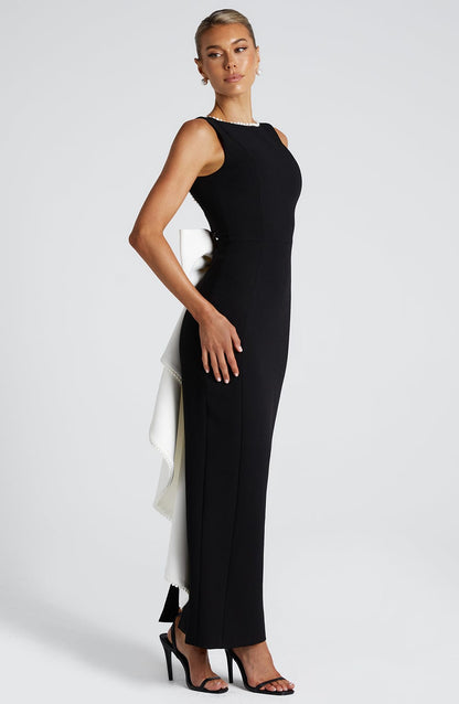 Sukienka Midaxi z wełny - Czarny/Biały