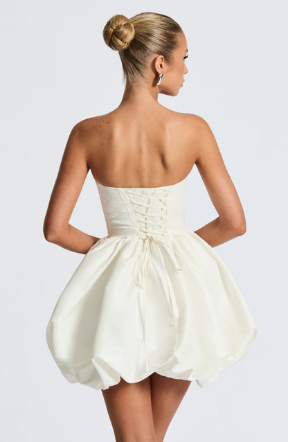 Damska Mini Sukienka Lotus - Kość słoniowa