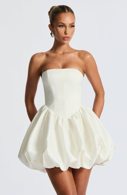 Damska Mini Sukienka Lotus - Kość słoniowa