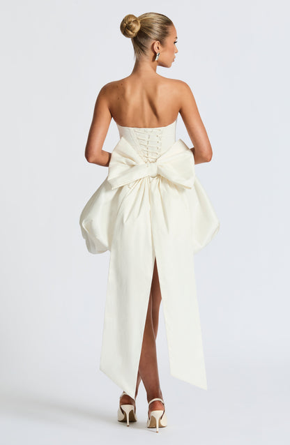 Damska Mini Sukienka Lotus - Kość słoniowa