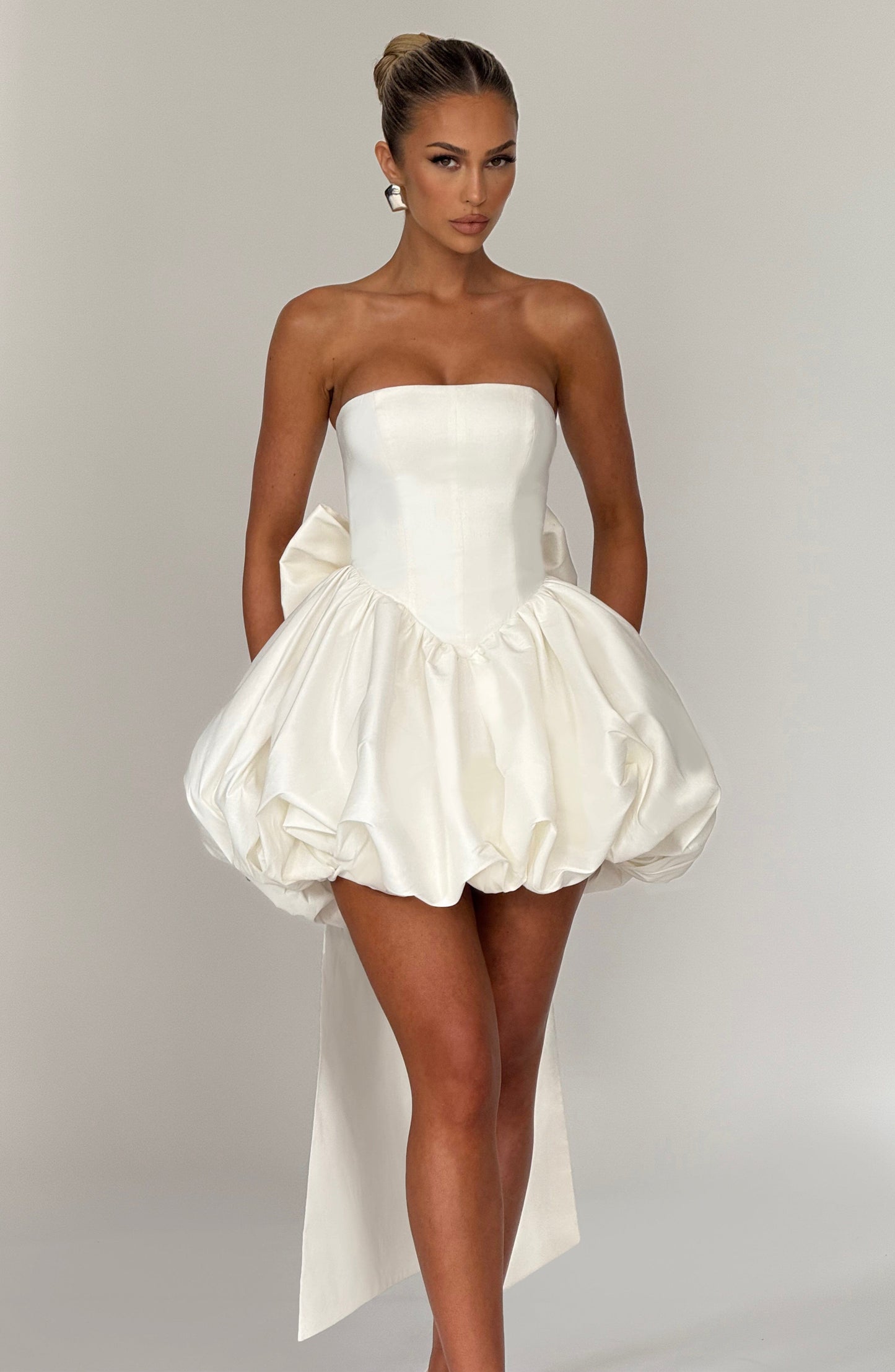 Damska Mini Sukienka Lotus - Kość słoniowa