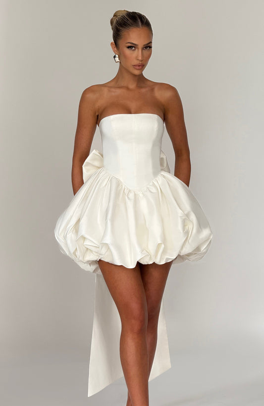 Damska Mini Sukienka Lotus - Kość słoniowa