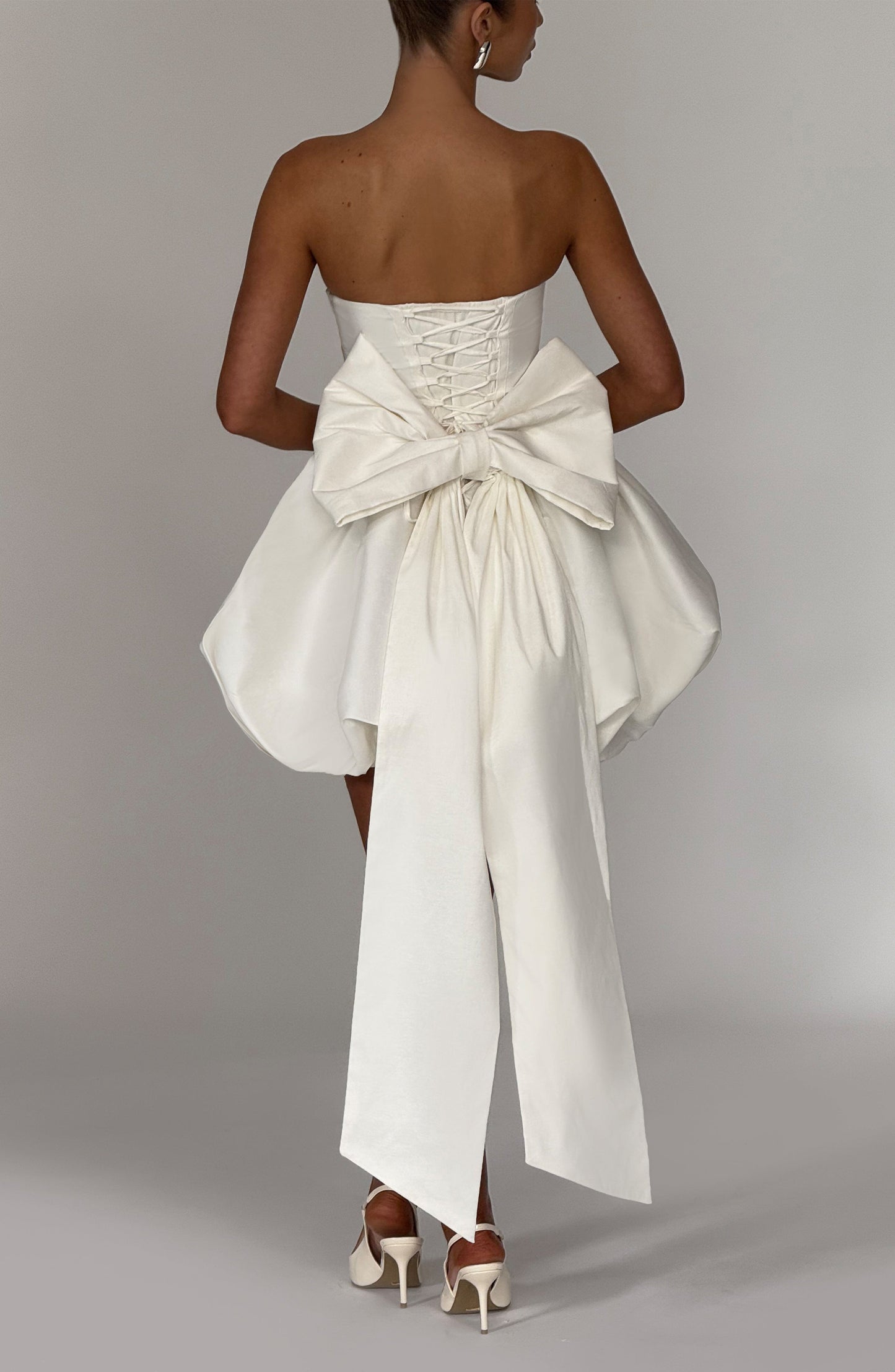 Damska Mini Sukienka Lotus - Kość słoniowa