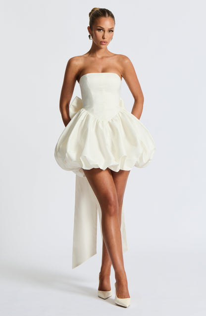 Damska Mini Sukienka Lotus - Kość słoniowa