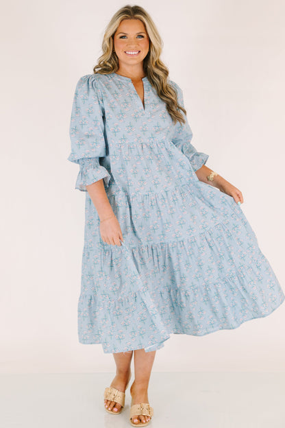 Vestido Love You So, Floral Azul
