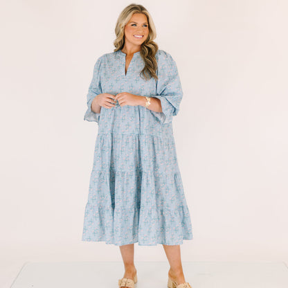 Vestido Love You So, Floral Azul