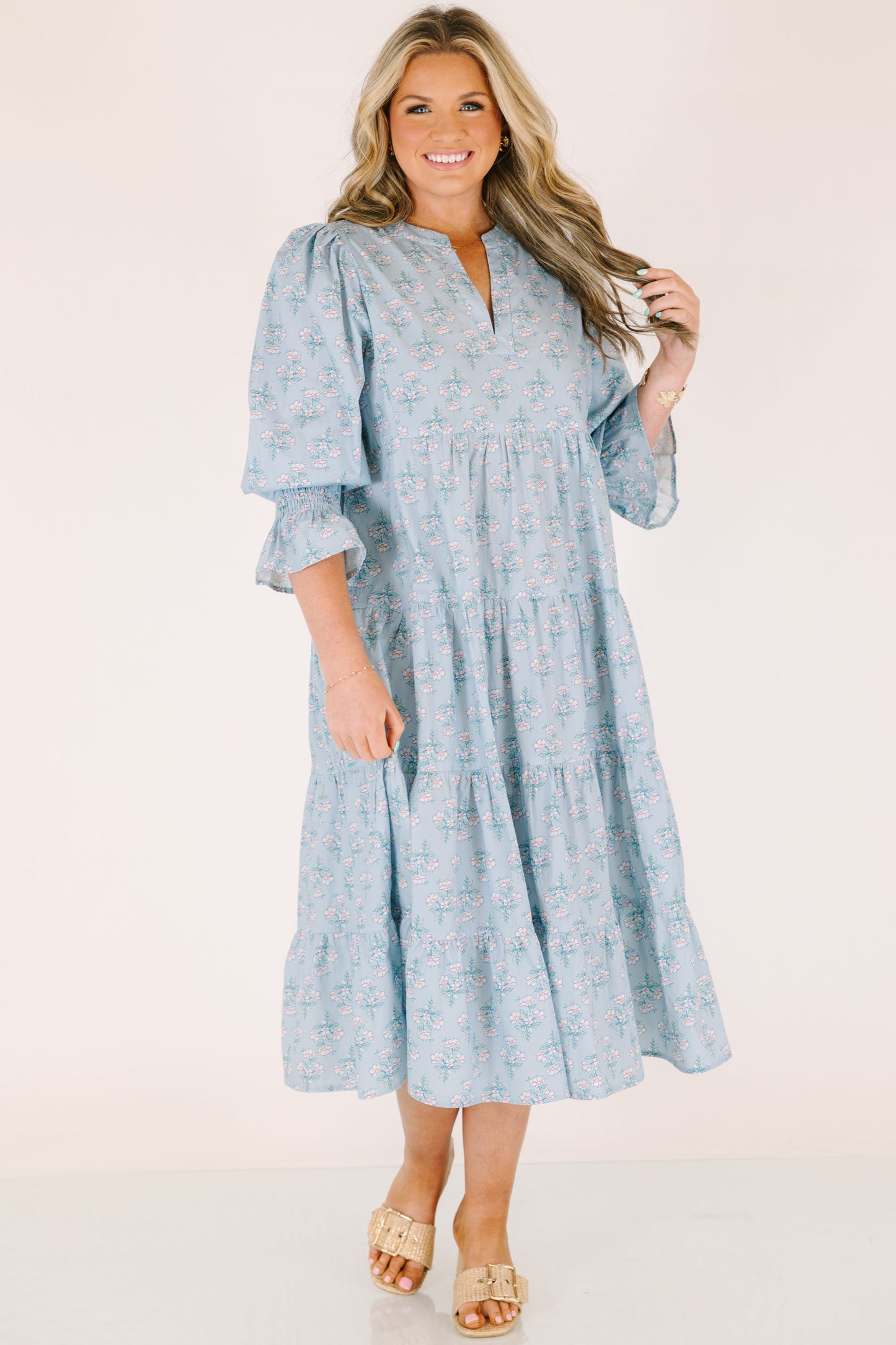 Vestido Love You So, Floral Azul