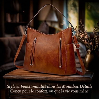 Mélanie | Bolsa de Hombro Elegante Multi-Zips