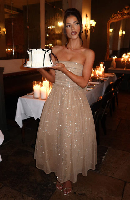 Sukienka midi Marissa - Złoty błysk