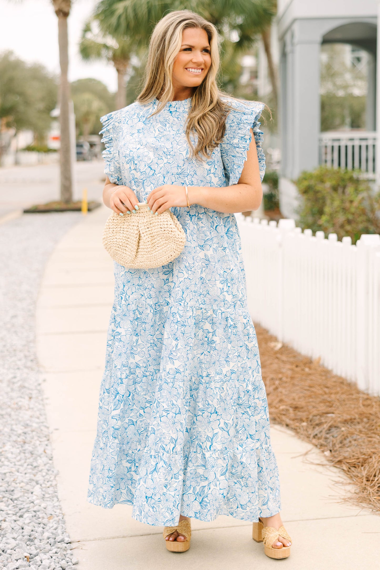 Vestido Maxi Meadows Musgosos, Azul