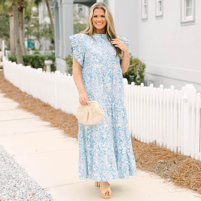 Vestido Maxi Meadows Musgosos, Azul