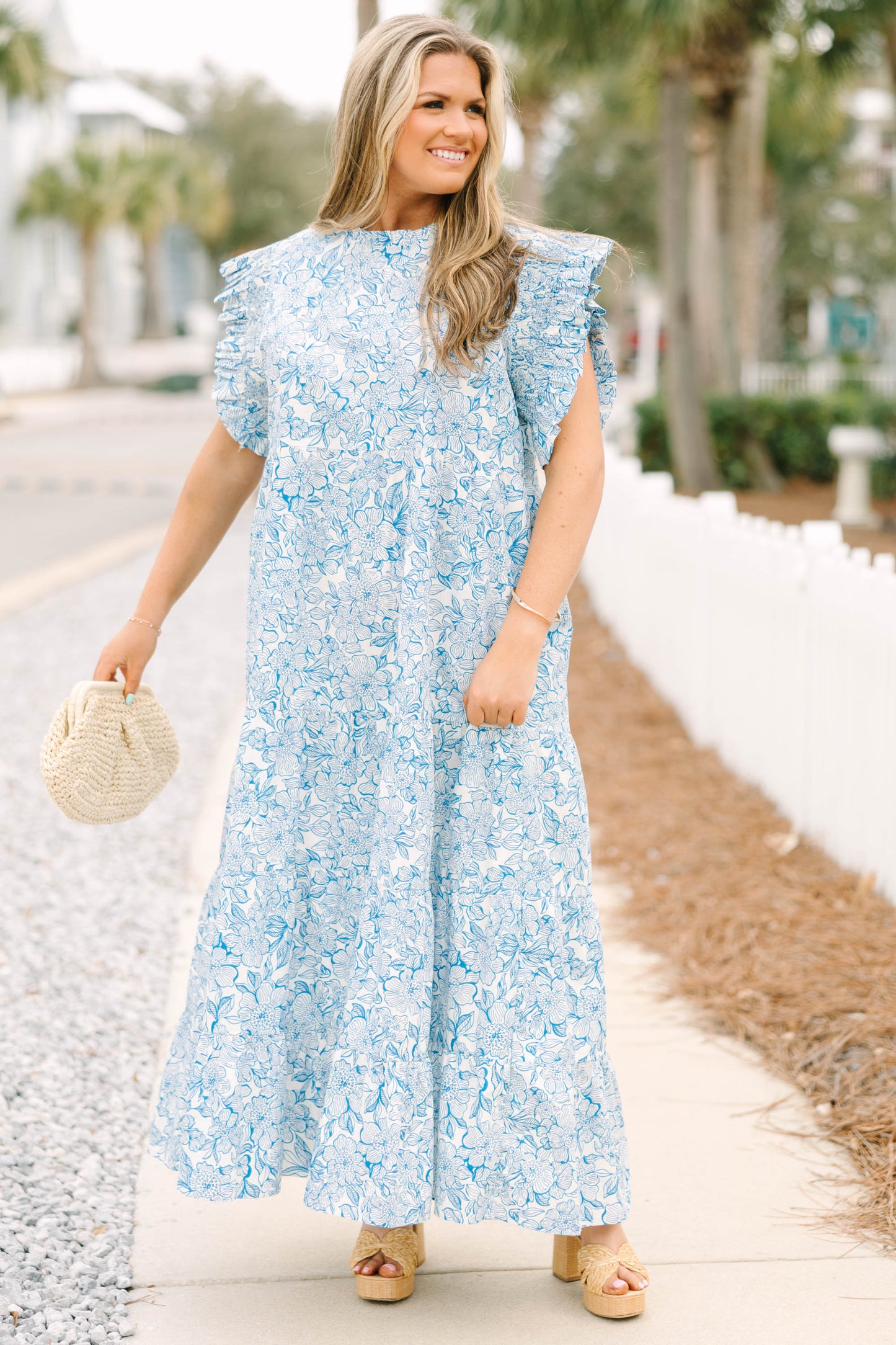 Vestido Maxi Meadows Musgosos, Azul
