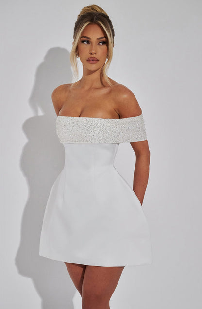 Sukienka mini Noelle - Kość słoniowa